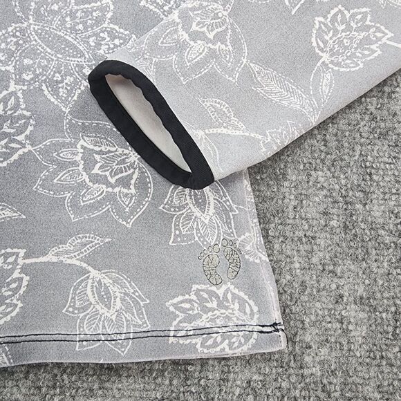 Hang Ten Rash Guard Womens Small Gray Floral Long Sleeve Stretch Zip Pocket Surf - Picture 14 of 16